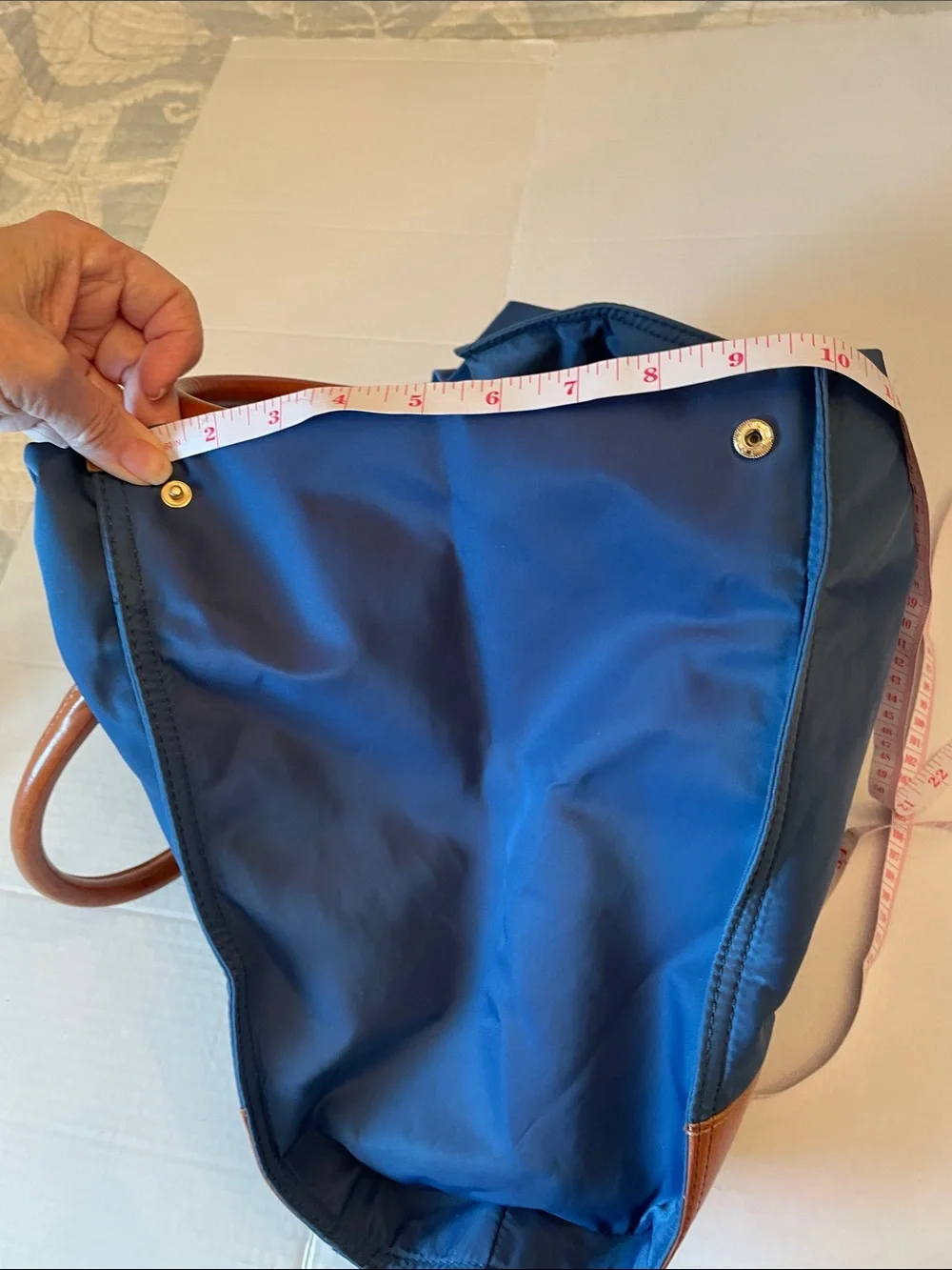 Tory Burch Navy and Cognac Leather Logo Tote